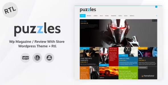 Puzzles WP Magazine Review with Store WordPress Theme Nulled