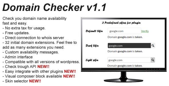 Domain checker Shortcode & Widget plugin v1.1