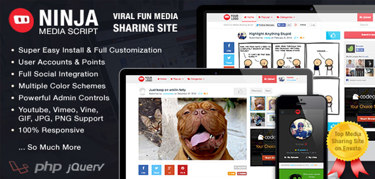 Ninja Media Script v1.5.9 - Viral Fun Media Sharing Site