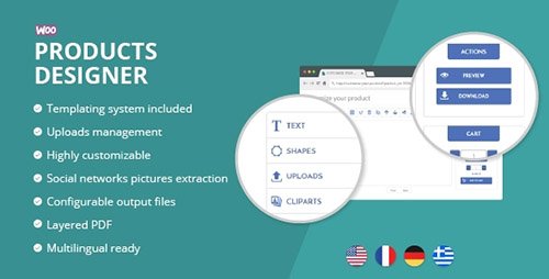 WooCommerce Products Designer v4.9 - Online Customizer Tool for Shirts, Cards or any Web to Print Shop