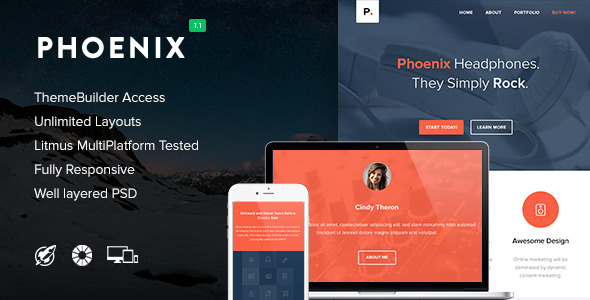 Phoenix v1.1 - Responsive Email + Themebuilder Access