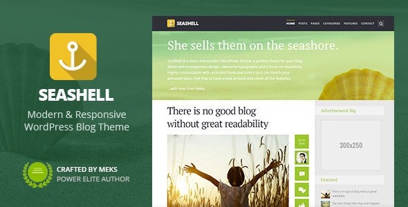 SeaShell - Modern Responsive WordPress Blog Theme Nulled