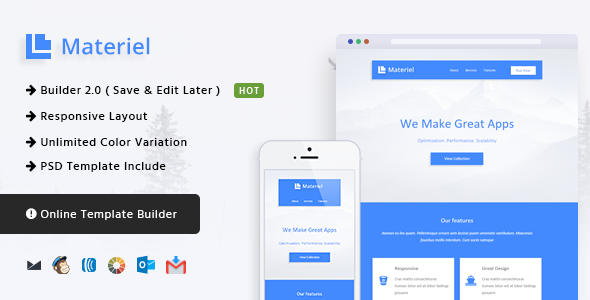 Material v1.0 - Responsive Email Template + Online Builder