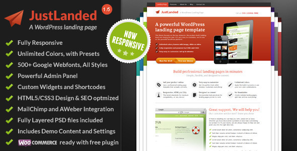 JustLanded v1.6.5 - WordPress Landing Page Theme