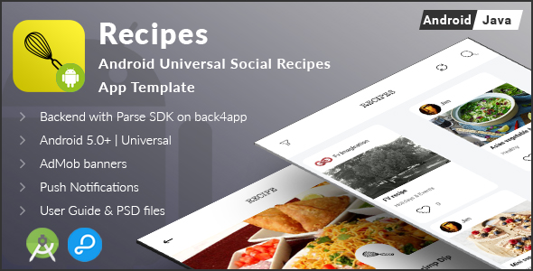 Recipes - Android Universal Social Recipes App Template