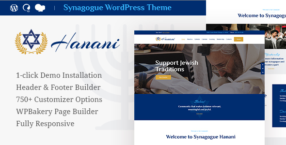 Hanani v1.0.1 - Jewish Community & Synagogue Theme