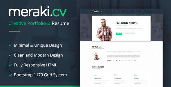 Meraki v1.3 - One Page Resume WordPress Theme