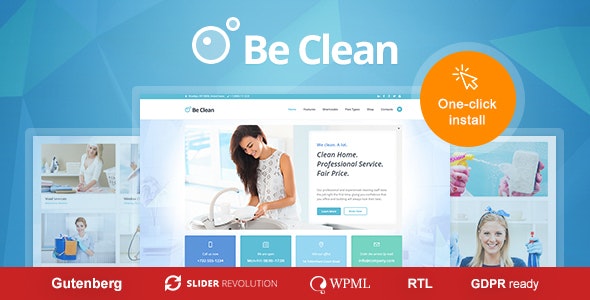 Be Clean v1.0.2 - Cleaning Company, Maid Service & Laundry WordPress Theme