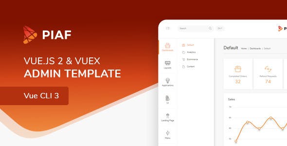 Piaf Vuejs v3.0.6 - Vuejs Admin Template