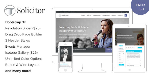 Solicitor v1.6 - Law Business Responsive WordPress Theme