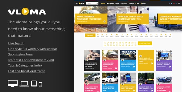 Vloma Grid v2.3 - A Responsive WordPress Video Blog Theme