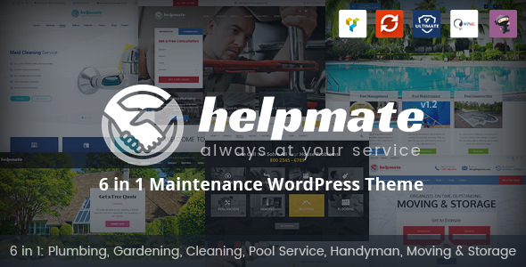 Helpmate v1.1.3 - 6 in 1 Maintenance WordPress Theme