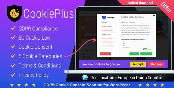 Cookie Plus Nulled GDPR Cookie Consent Solution for WordPress Free Download