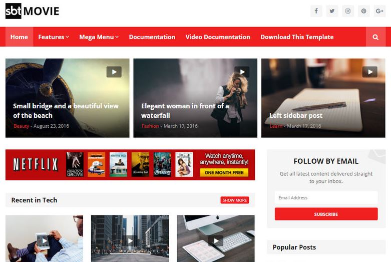 SBT Movie Premium Blogger Template Free Download