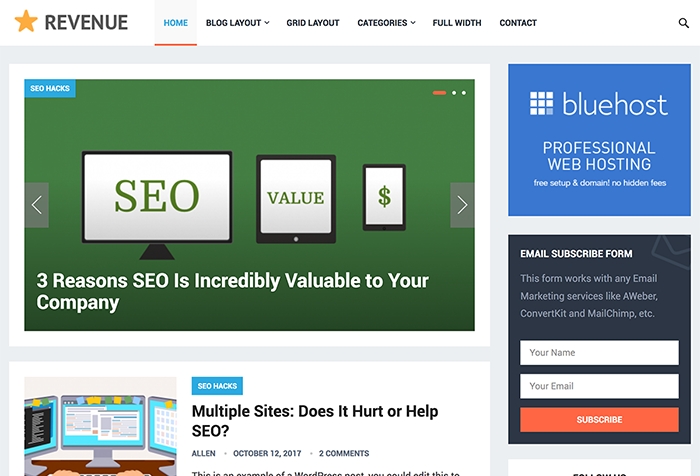 Revenue WordPress Theme By HappyThemes