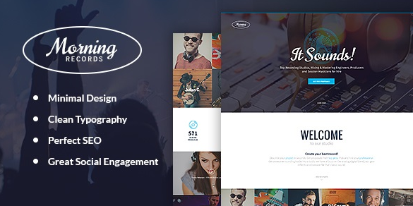 Morning Records - A Stylish Sound Recording Studio WordPress Theme