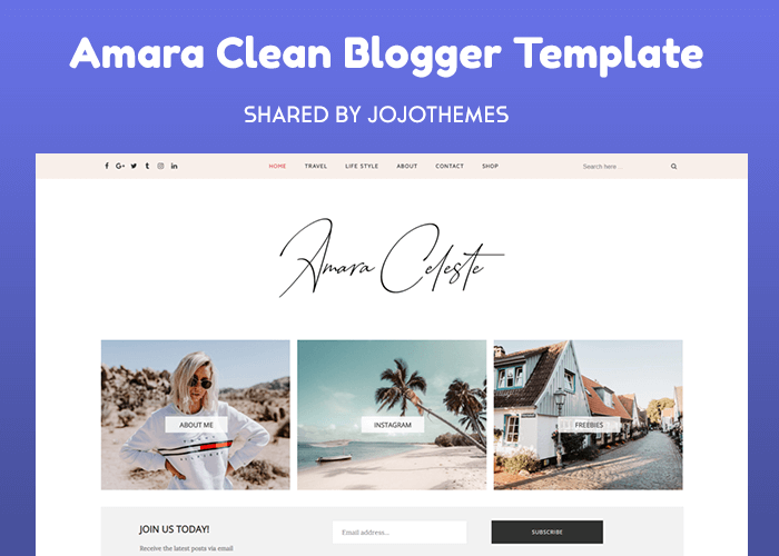 Amara Clean & Responsive Fashion Travel Blogger Template