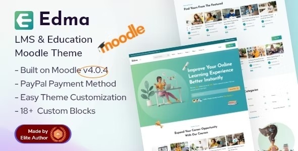 Edma Nulled Moodle 4+ LMS Education Theme Free Download