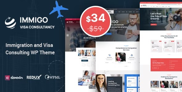 Immigo - immigration and Visa Consulting WordPress Theme Nulled