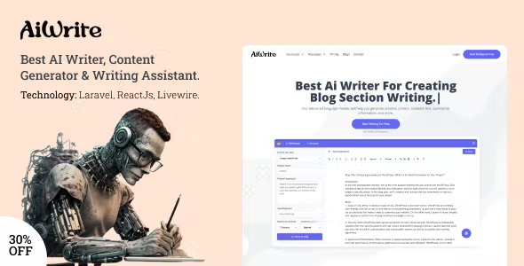 AiWrite Nulled Best AI Writer, Content Generator & Writing Assistant Tools Free Download